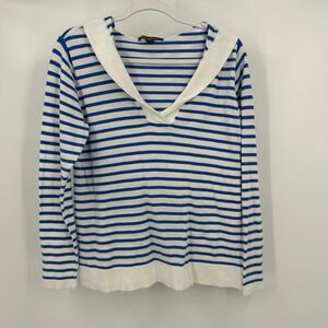 Tommy Bahama Womens Nautical Striped Sailor Hoodie Sweater Size M Coastal Resort